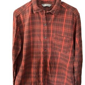 14- The North Face Red and Black Button Down Shirt